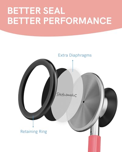 Image of FriCARE Dual Head Stethoscope - Stethoscopes for Nurses, Medical Nursing Students, Paramedics /EMT /LVN /VNA Backup Estetoscopio, Pearl Pink Tube, Stainless Steel Chestpiece
