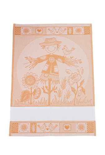 Paños para cocina de jacquard con tela Aida para bordar en color naranja y amarillo 3