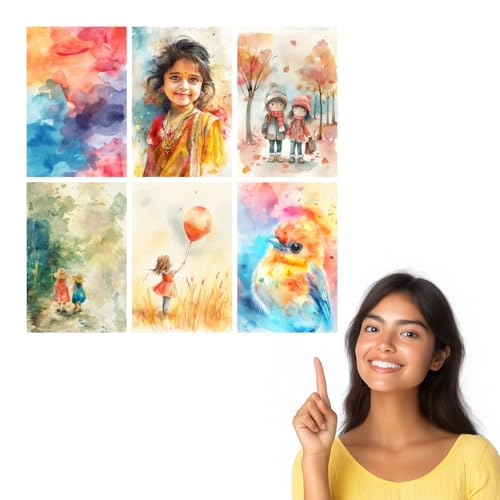 Image of SiddArtify Watercolor Abstract - Children Art Print Set - Sticker - 12x18 Inch - Pack of 6 Wall Room Decoration art Poster Prints