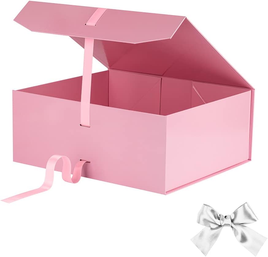 GoooodGift Pink Gift Box Large 13x11x5.3 Inches, Pink Gift Boxes for Presents with Magnetic Closure Lid, Luxury Gift Box Rectangle Collapsible Boxes for Gift Packaging