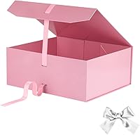 Vista 2 de Pink Gift Box Large 13x11x5.3 Inches, Pink Gift Boxes for Presents with Magnetic Closure Lid, Luxury Gift Box Rectangle Collapsible Boxes for Gift