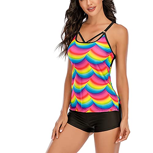 High Waisted Bikini Sets Women Sexy Tankinis Two Plus Strappy Print Set Back Women Size Swimsuits Swimdress Piece Yellow #TOP1