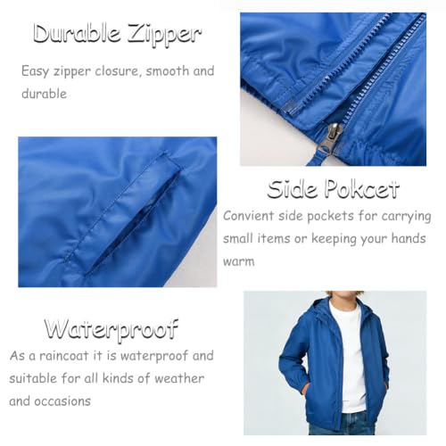 Image of SNOW DREAMS Boys Waterproof Rain Jacket Windbreaker Lightweight Coat Kids Raincoat Outerwear