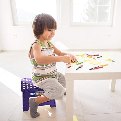 Delxo Acko Folding Step Stool Portable Collapsible Plastic Step Stool,9 inch Foldable Step Stool for Kids,Non Slip Folding Stools for Kitchen Bathroom Bedroom Purple