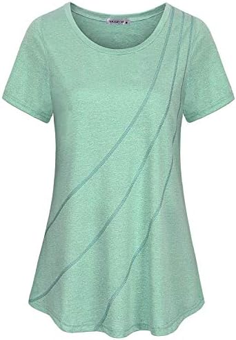 MOQIVGI Workout Clothes for Women Tops Short Sleeve Gym Tshirts Activewear Cute Plain Basic Performance Shirts Juniors Quick Dry Moisture Wicking Exercise Tees Green Large