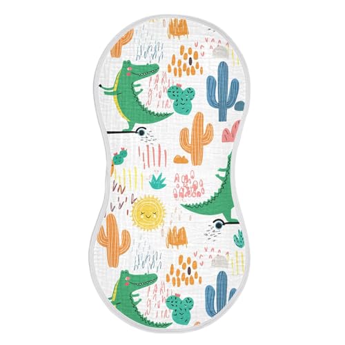 xigua Playful Crocodiles Muslin Baby Burp Cloths Set of 4, Super Soft & Absorbent Burping Rags, Cotton Burp Clothes Shower Gift for Newborn, Baby Girls and Boys
