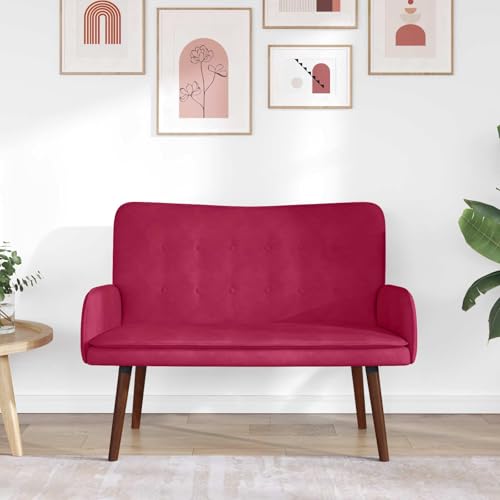 Sofá de 2 plazas cómodo sofá tapizado rojo vino de 115 x 61 x 87 cm 5