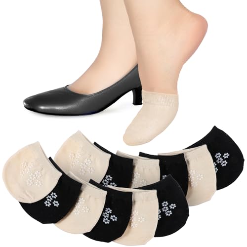 Molain 6 Pairs Toe Topper Socks No Show Liner Half Socks for Women Seamless Grip Non Slip Socks Hidden Toe Covers Socks