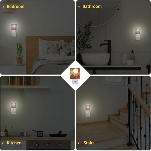 Image of Abstract Mountains Sun Night Light, Plug-in Wall Led Night Lights Decor for Boys Girls Room Decor,Nightlights with Light sensors 0.5W