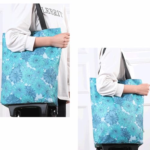 Chariot de supermarché pliable portable avec poignée extensible ergonomique - 4