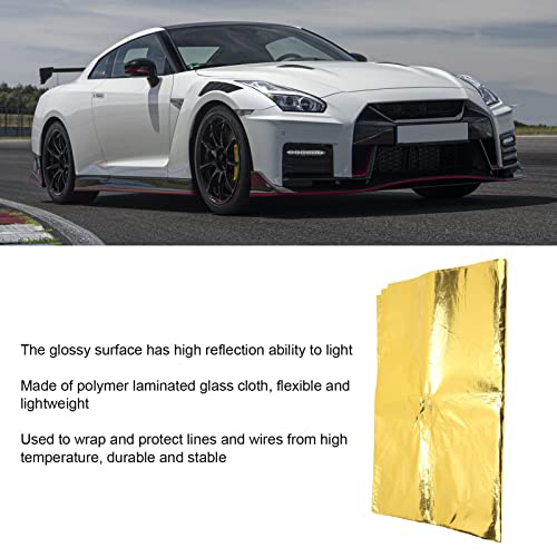 Image of Self Adhesive Backed Heat Barrier Tape Gold & Silver - 39 X 47 In Heat Reflective Wrap Tape, High Temperature Thermal Insulation for Wrapping Wires Fuel Lines (Gold)