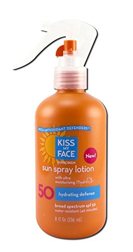 Kiss My Face Sun Spray Natural Sunscreen Lotion With Hydresia SPF 50 Sunblock, 8 oz