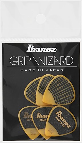 Ibanez PPA16HSG-YE Lot de 6 médiators GRIP WIZARD à grip sable, 1.0mm, Jaune - Les Beatles, Paul McCartney, John Lennon, RIngo Starr, George Harrison Ibanez PPA16HSG-YE Lot de 6 médiators GRIP WIZARD à grip sable, 1.0mm, Jaune