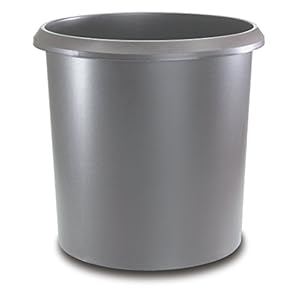 Läufer 26503 prullenbak Allrounder 18 liter, grijs, rond, vuilnisemmer met handgreep, stevige kunststof