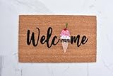 Fllydspe Summer Doormat Ice Cream Welcome Mat 16x24 Inch Non-Slip Durable