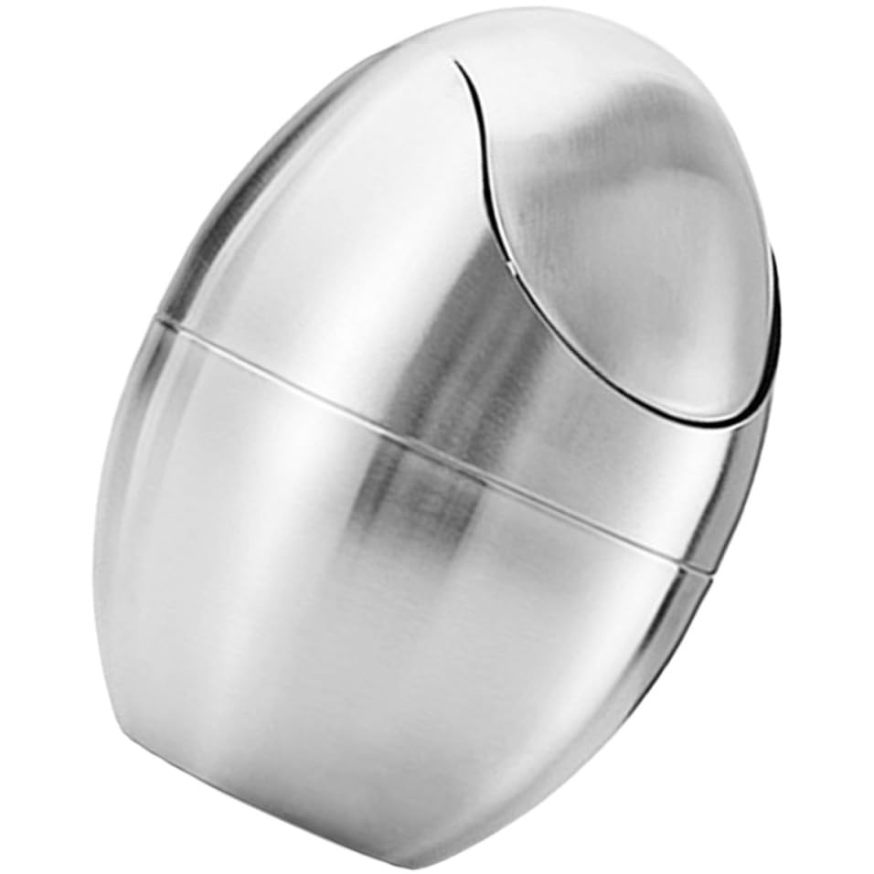 Poubelle cuisine acier inoxydable argentée réutilisable avec couvercle œuf