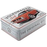 Nostalgic-Art Retro Vorratsdose Flach, 2,5 l, VW Golf &ndash; GTI 1976 &ndash; Volkswagen Bus Geschenk-Idee, Original Lizenzprodukt (OLP), Blech-Dose mit Deckel, Vintage Design