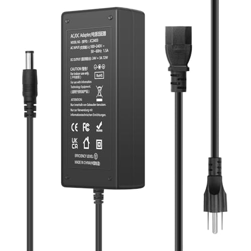 Power Supply for 3D Printers 24V 3A AC/DC Adapter Cord ...