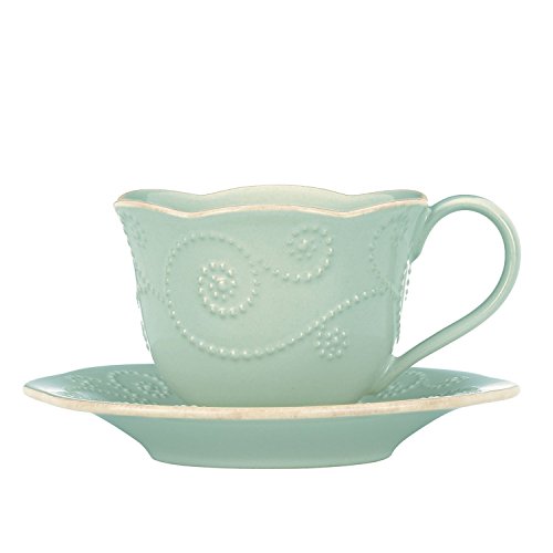 Lenox French Perle Cup and Saucer Set, Ice Blue