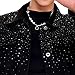Men's Embellished Rhinestone Jeans Jacket Slim Fit Streetwear Denim Jacket For Men Fashion Outwear Coat Black X-Large