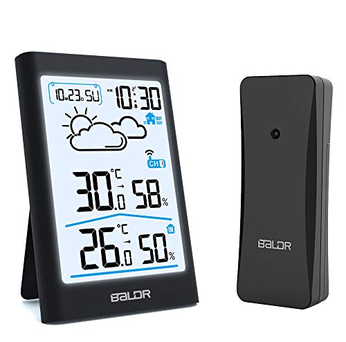 Station Météo, BETECK Thermomètre Hygromètre Intérieur Extérieur sans Fil avec Capteur extérieur, Moniteur Alarme de Température et Humidité Calendrier pour Maison Cuisine Bureau Cover