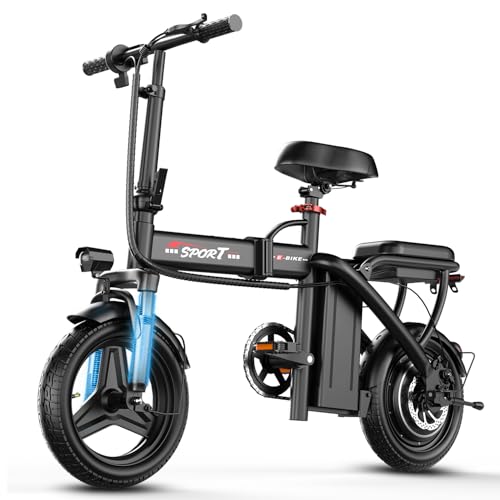 AZHAR Foldable Electric Bike 1200W Peak Motor, Up to 25 MPH, 45 Miles PAS Range, Dual Suspension, 14” Tires, 3 Speed Modes, Commuter Ebike for Adults and Teens, Electric Mini Bike