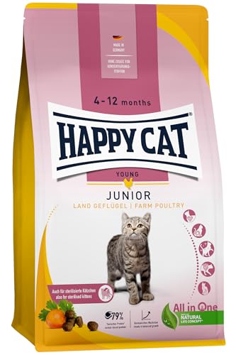 Happy Cat Junior Land Geflügel M - Trockenfutter für Junge Katzen ab dem 4. Monat - 4kg