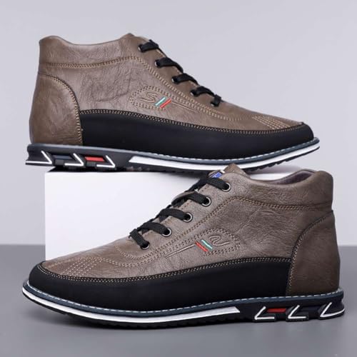 Image of Men's Casual Dress Boots Motorcycle Boots Plus Size Ankle Boots Lace Up Fashion Leather Boots Business Wedding Party Shoes