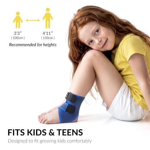 Image of BraceUP Kids Ankle Brace - Youth Ankle Support for Boys & Girls, Adjustable Foot Brace for Sports, Left or Right Foot (XS)