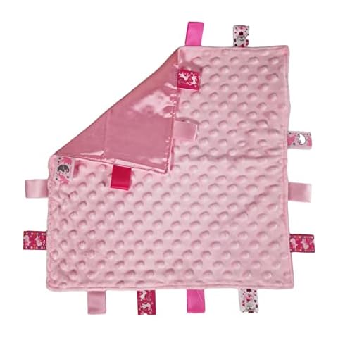 Royal Icon Baby Comforters tag blanket - Ultra Soft and Unique Design Taggies for Babies - Hypoallergenic Baby Taggy Blanket for Newborn Toddlers Boys and Girls 35x35 Cm (Pink - Ri15) Cover