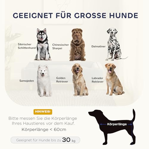 PawHut Hundesofa Hundecouch mit Rückenlehne, Holzbeine Hundebett mit Polyester Haustiersofa Katzensofa für große Hunde bis zu 30 kg und 60 cm Schulterhöhe, 96 x 66 x 24 cm Dunkelgrau