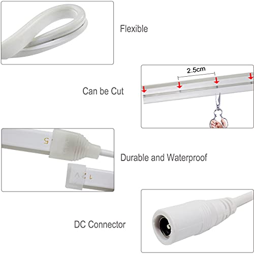 Tira de LED Neon 12V 16.4ft 600 LEDs Blanco cálido miniatura 4