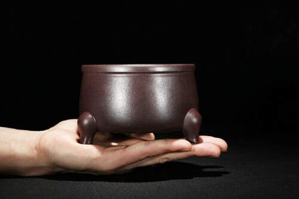 Loopig Terracotta Round Chinese Yixing Zisha Semi Cascade Shohin Bonsai Pot 11.5X11.5x7.7cm