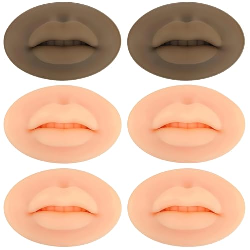 Image of Tattoo Fake Lips 6 Pieces 5D Fake Lips, Silicone Lips for Makeup Practice, Soft Tattoo Practice Lips Model for Semi Permanent Make Up Supplies