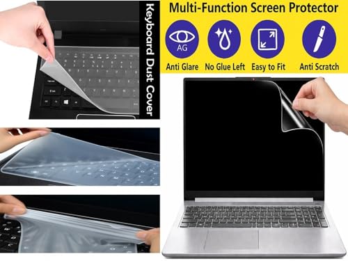 Image of Anjo 8 in 1 Combo Of 15.6 Inch & 16:9 Display Aspect Ratios Laptop Screen Protector, Key-Skin, Body Lamination Trackpad & Lid (Transparent), USB Light, Cleaner, Type C & Micro OTG.