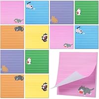 JIANTA 24 Pack Cat Sticky Notes, 6 Colours Lined to Do List Notepads, 76 x 76mm Cute Animal Self-Stick Notes with Lines for Office, School (960 Sheets)