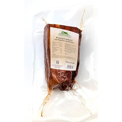 LANDPERLE Brotzeitrankerl mit Paprika 650g bayerische Rohschinkenspezialität, ideal pur oder mit Essiggurken, Käse, Sauerteigbrot & Butter, perfekte Beilage zur Brotzeit, aus magerem Schweinebauch