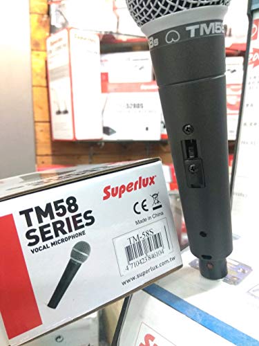 Image of Superlux TM58S Dynamic Vocal Microphone with On /Off Switch | Unidirectional Cardioid Mic for Singing, Recording, Stage, Karaoke, and Live Sound