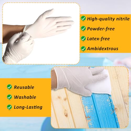 Image of 24 Pcs Wood Staining Kit Include Stain Applicator Pads and Disposable Nitrile Gloves, 12 Microfiber Sponge Pads Lint Free with 12 Rubber Gloves for Wood and Oil Based Finishes Dyeing Cleaning, White