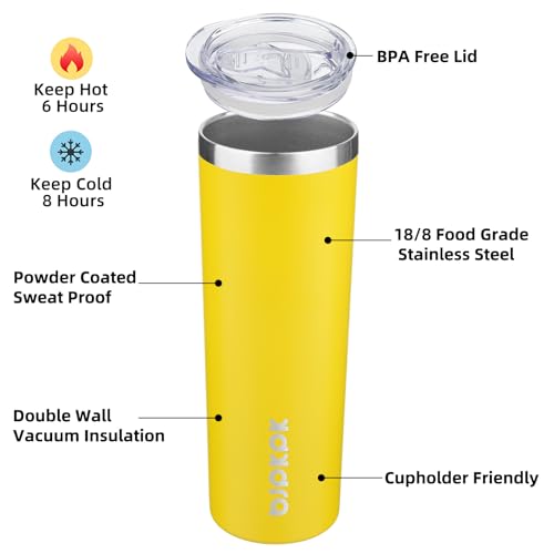 Image of BJPKPK 20 oz 2 Pack Skinny Tumbler with Lid, Stainless Steel Coffee Tumbler