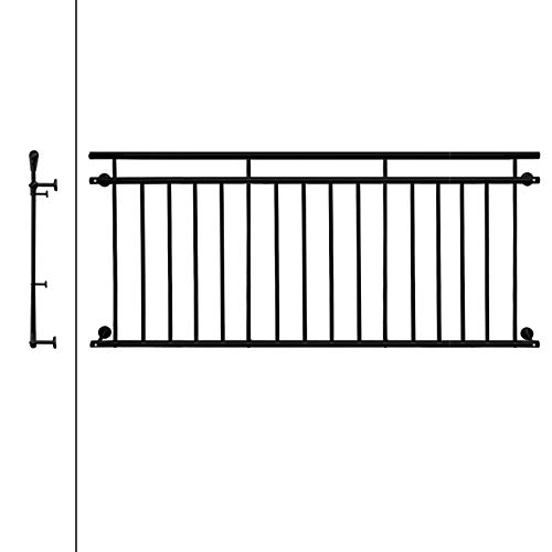 ECD Germany balkon francuski 225 x 90 cm - z 16 pretami wypelniajacymi - czarny - matowy i chropowaty - wykonany ze stali malowanej proszkowo - balustrady balkonowe balustrady balustrady kraty okienne