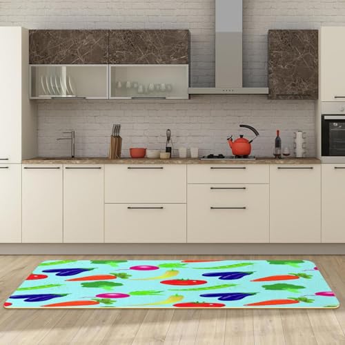 Alfombrillas de cocina absorbentes lavables con tomates y berenjenas 3
