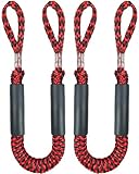Boat Accessories 2PCS Dock Lines 3FT Premium Bungee Boat Lines (Red+Black, 3Feet)