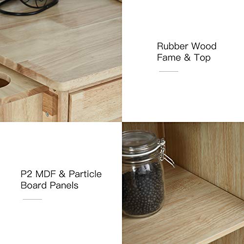 HOMCOM Wooden Rolling Kitchen Island Utility Storage Cart with Drawers, Door Cabinets, and Towel Rack for Dining Room