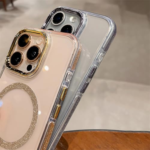 Coque arrière transparente à paillettes pour iPhone 16 Pro Max protection magnétique - 3