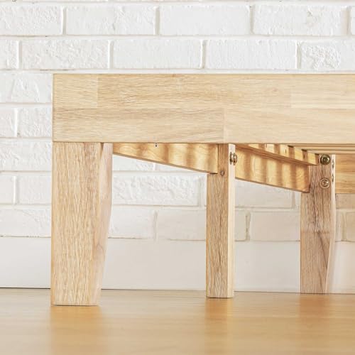 Mellow Naturalista Classic 12 Inch Solid Wood Platform Bed with Wooden Slats, King, White Wash
