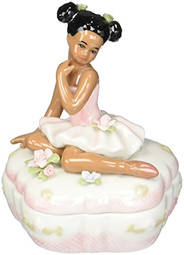 Cosmos 10600 Fine Porcelain African American Ballerina on Pink Box, 3-5/8-Inch
