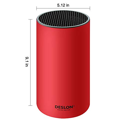 DESLON Knife Blocks, Knife Holder without Knives, Empty Knife Block, Universal Knives Blocks, Red Block Only Design with Scissors-Slot, Holds 12 to 15 Knives,Detachable for Easy Cleaning - Thumbnail 4