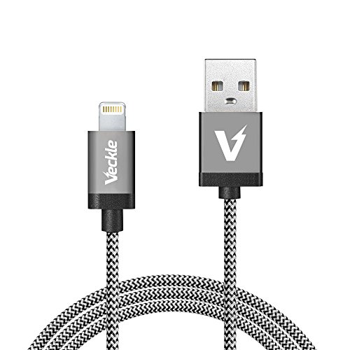AXELECT Data Sync Braided Cable for iPhone 6 6 Plus 5S 5C 5, iPad Air, iPad 4th Gen, iPad Mini, iPad Mini with Retina Display, iPod Touch 5th Gene and iPod Nano 7th Gen - Grey
