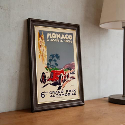 Impression Monaco 1934 : affiche vintage nostalgie pour passionnés auto